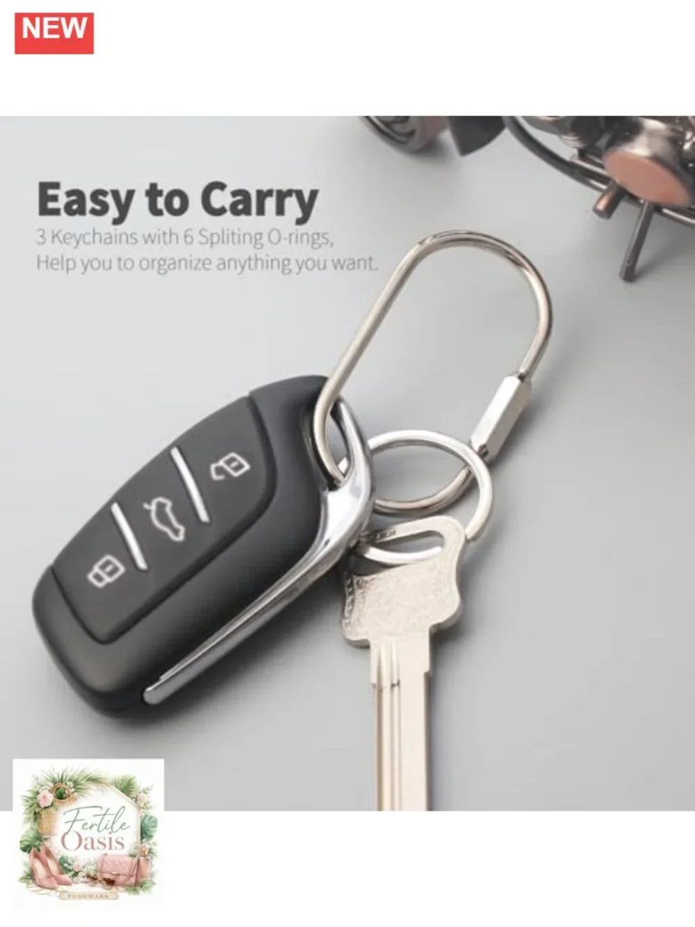 Solid Brass Screw Lock Keychain Carabiner Bag Charm Holder Set of 3